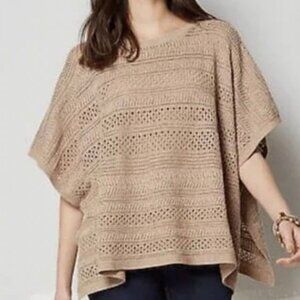 J Jill Open Stitch Cotton Knit Poncho